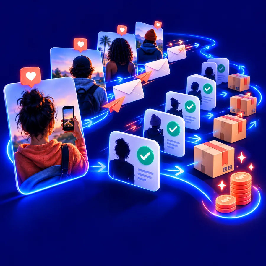 Illustration zur Creator-Suche in einem Influencer-Marketing-Arbeitsablauf